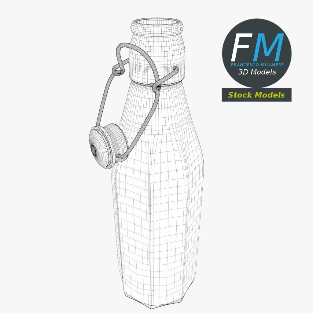 Milk bottle with bracket closure open 3D model_7