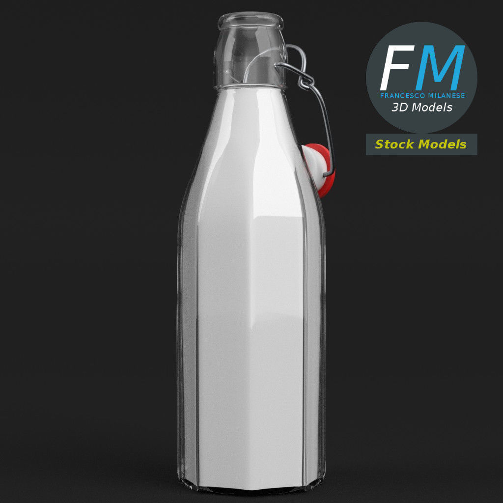 Milk bottle with bracket closure open 3D model_4