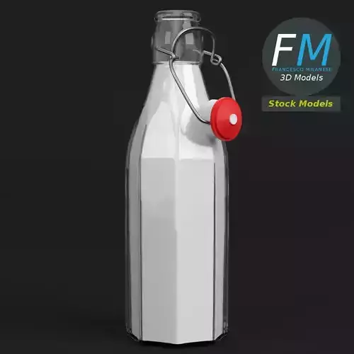 Milk bottle with bracket closure open