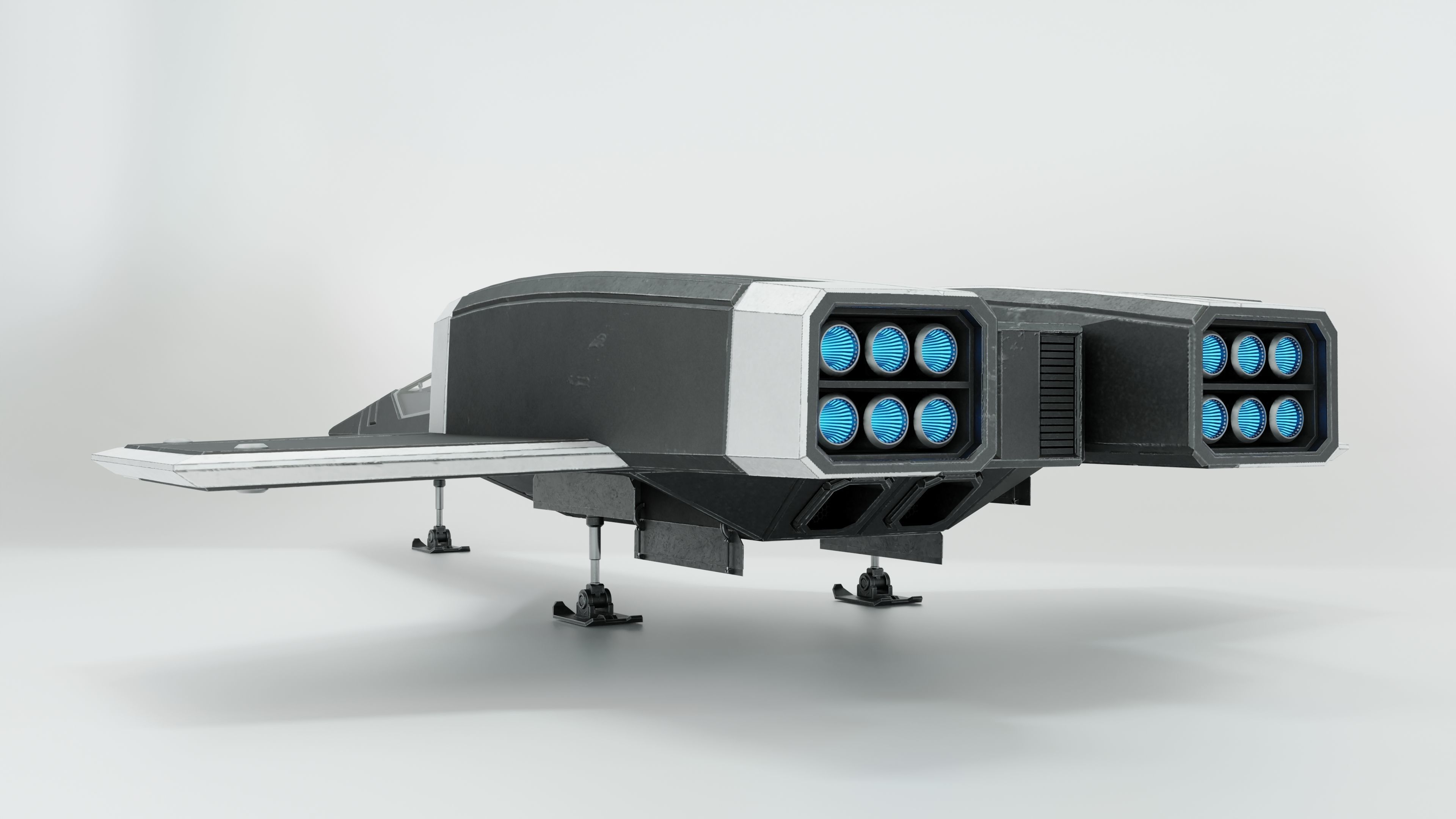 Sci-Fi Space Fighter Low-poly 3D model_9
