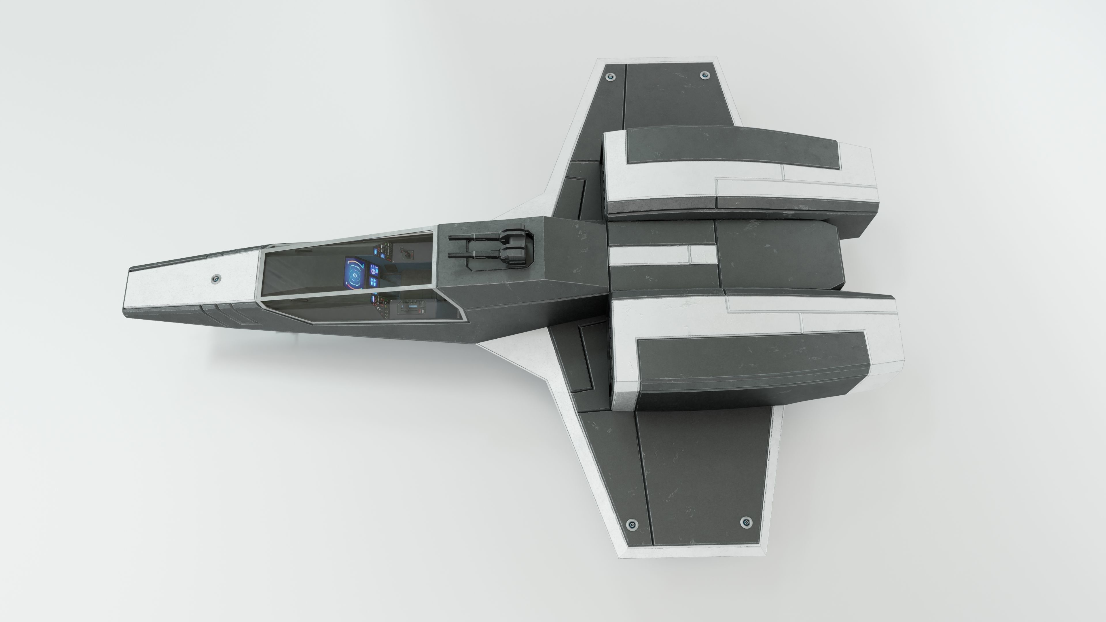 Sci-Fi Space Fighter Low-poly 3D model_2