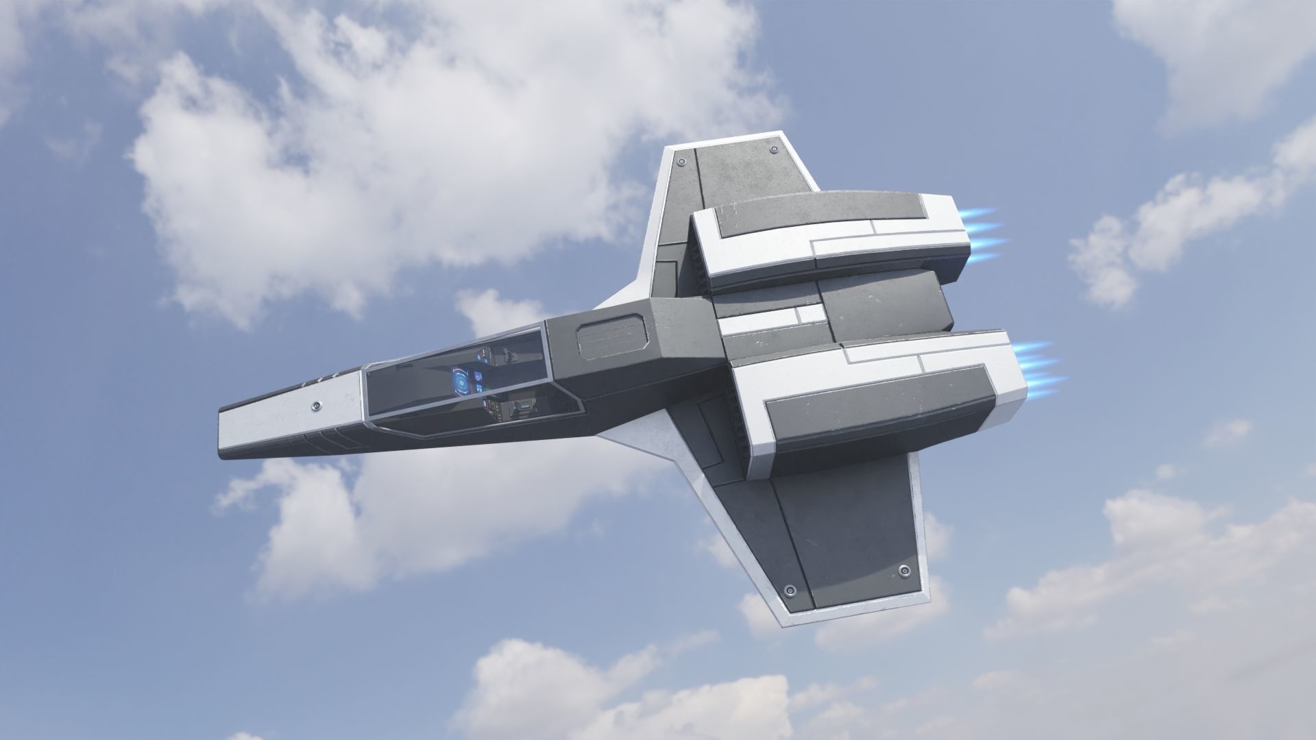 Sci-Fi Space Fighter Low-poly 3D model_17