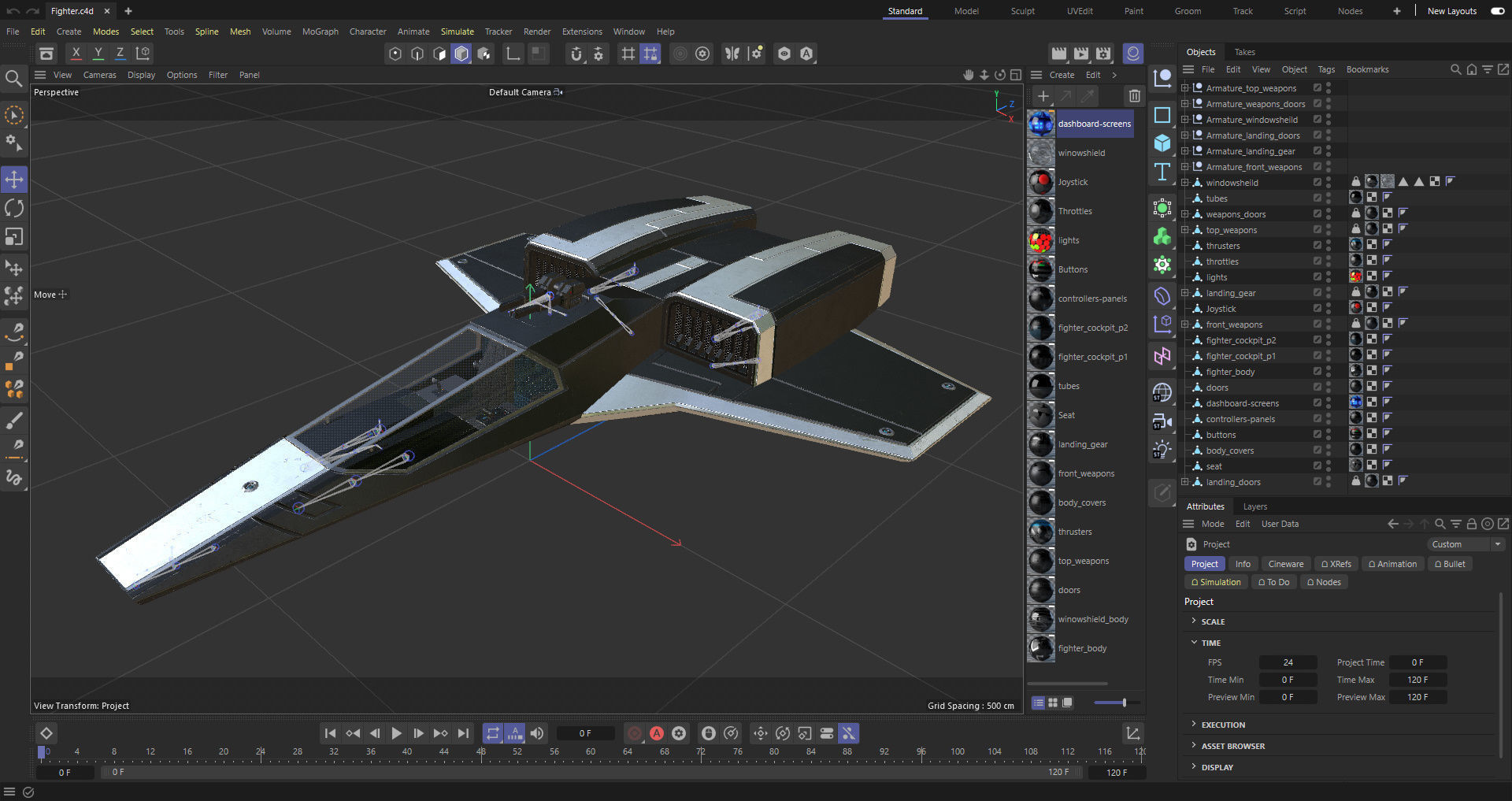 Sci-Fi Space Fighter Low-poly 3D model_35