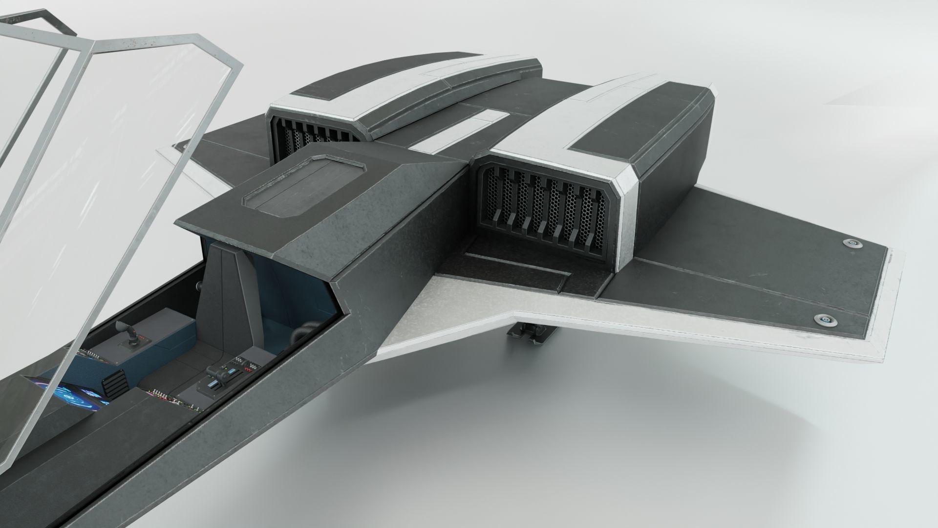 Sci-Fi Space Fighter Low-poly 3D model_5