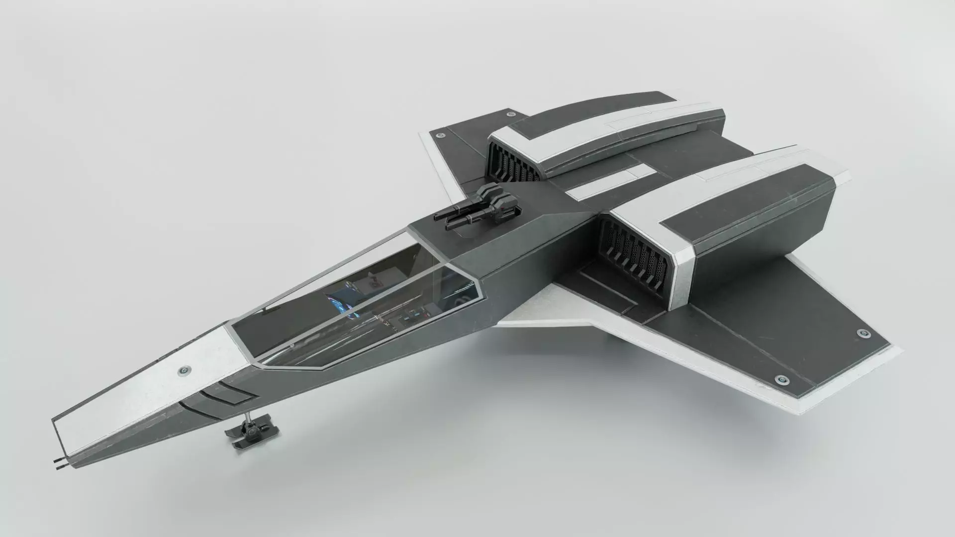 Sci-Fi Space Fighter Low-poly 3D model_0