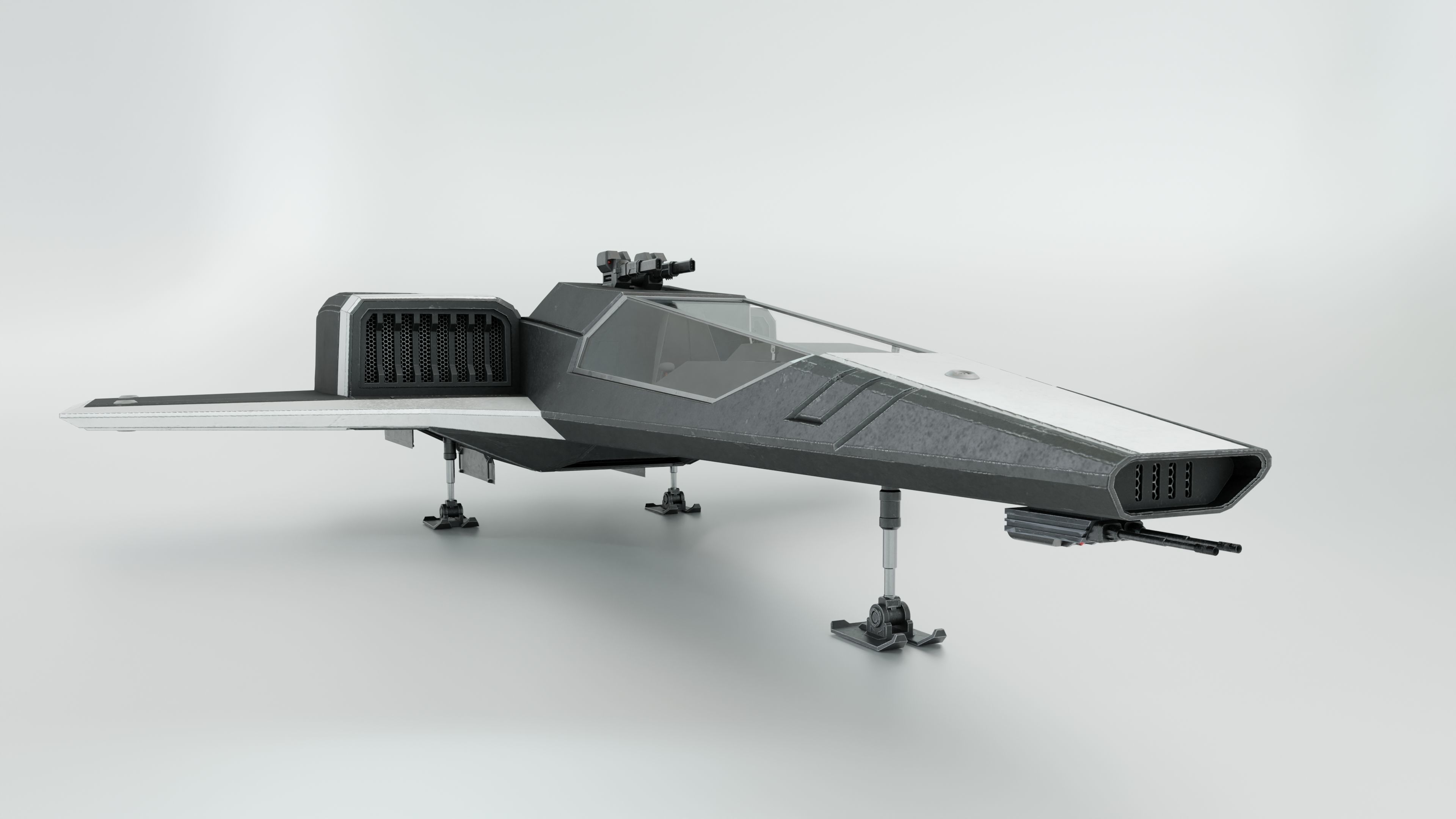 Sci-Fi Space Fighter Low-poly 3D model_8