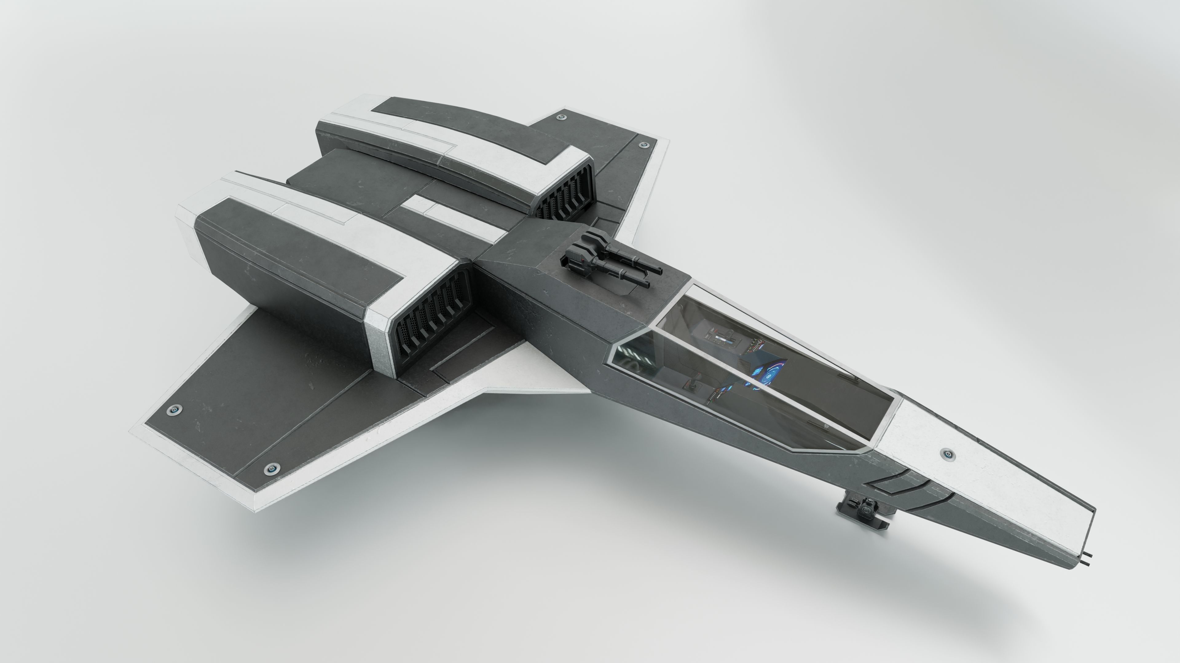 Sci-Fi Space Fighter Low-poly 3D model_1
