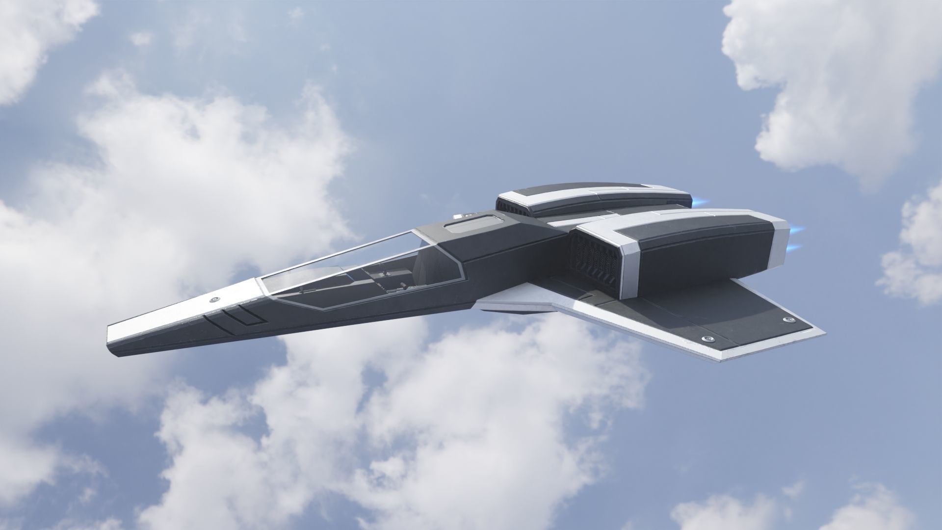 Sci-Fi Space Fighter Low-poly 3D model_18