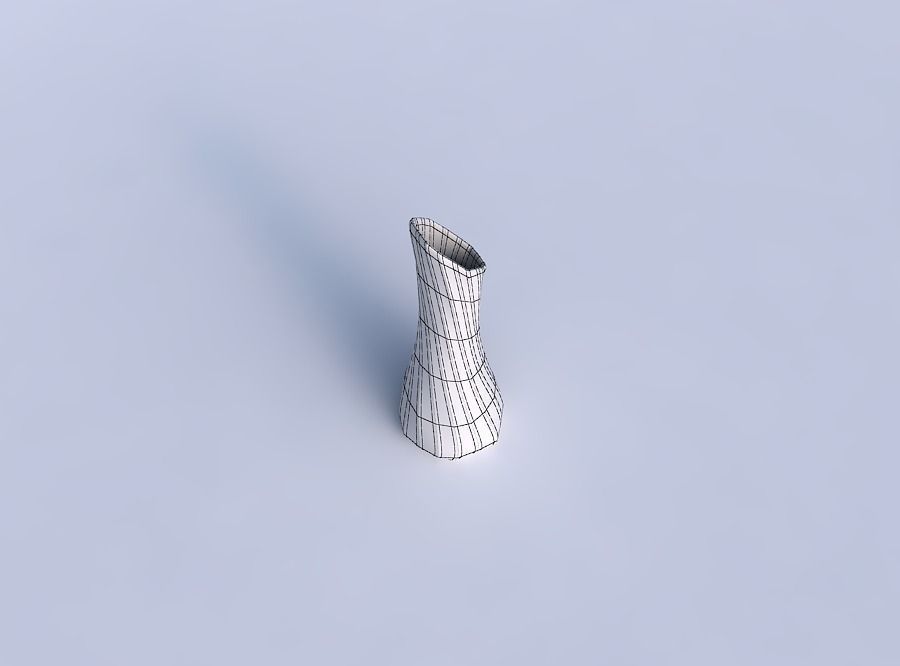 Vase twisted squeezed and bent hexagon with twisted bands 3D print model_6