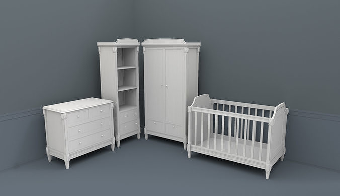 Old fashion bedroom service Low-poly 3D model