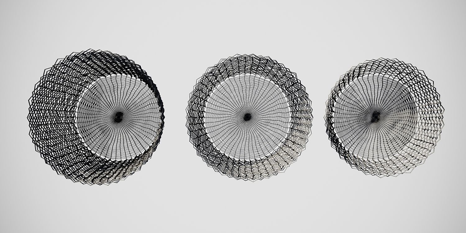 Detailed Straw Rattan Braided Basket 3 sizes Low-poly 3D model_4