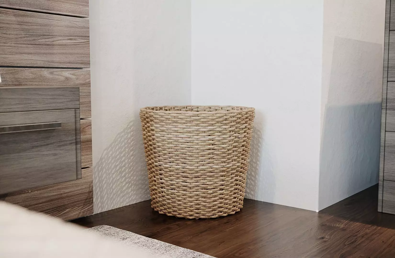 Detailed Straw Rattan Braided Basket 3 sizes Low-poly 3D model_0