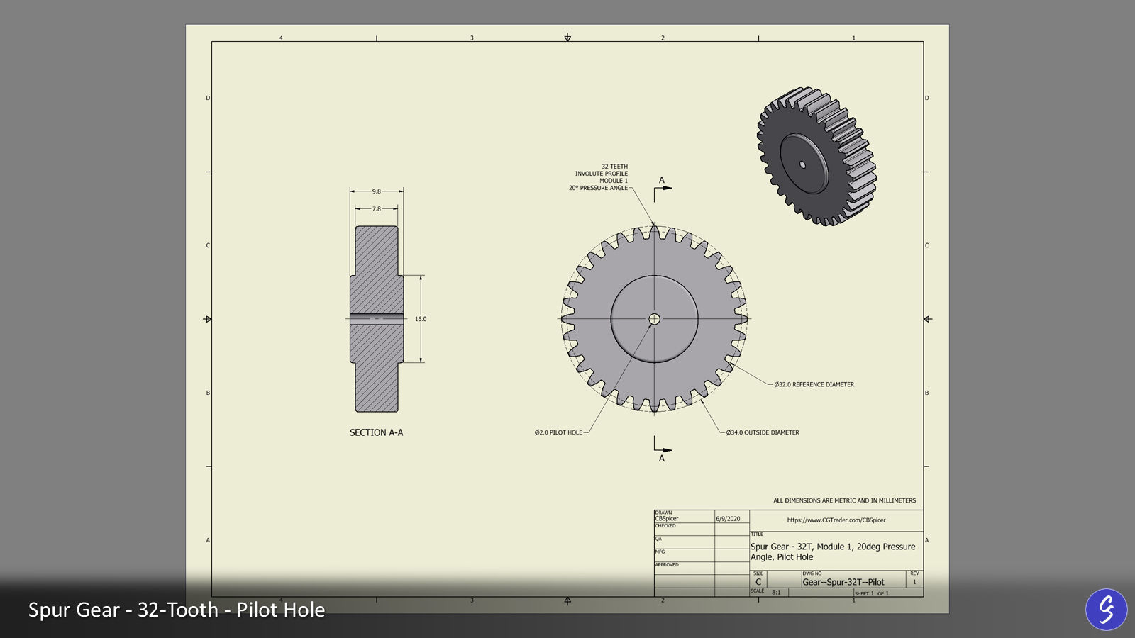 32-Tooth Spur Gear 03 3D print model_19