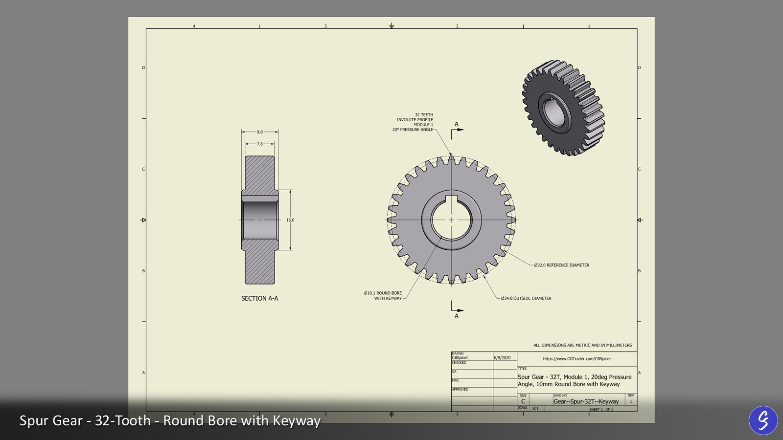 32-Tooth Spur Gear 03 3D print model_7