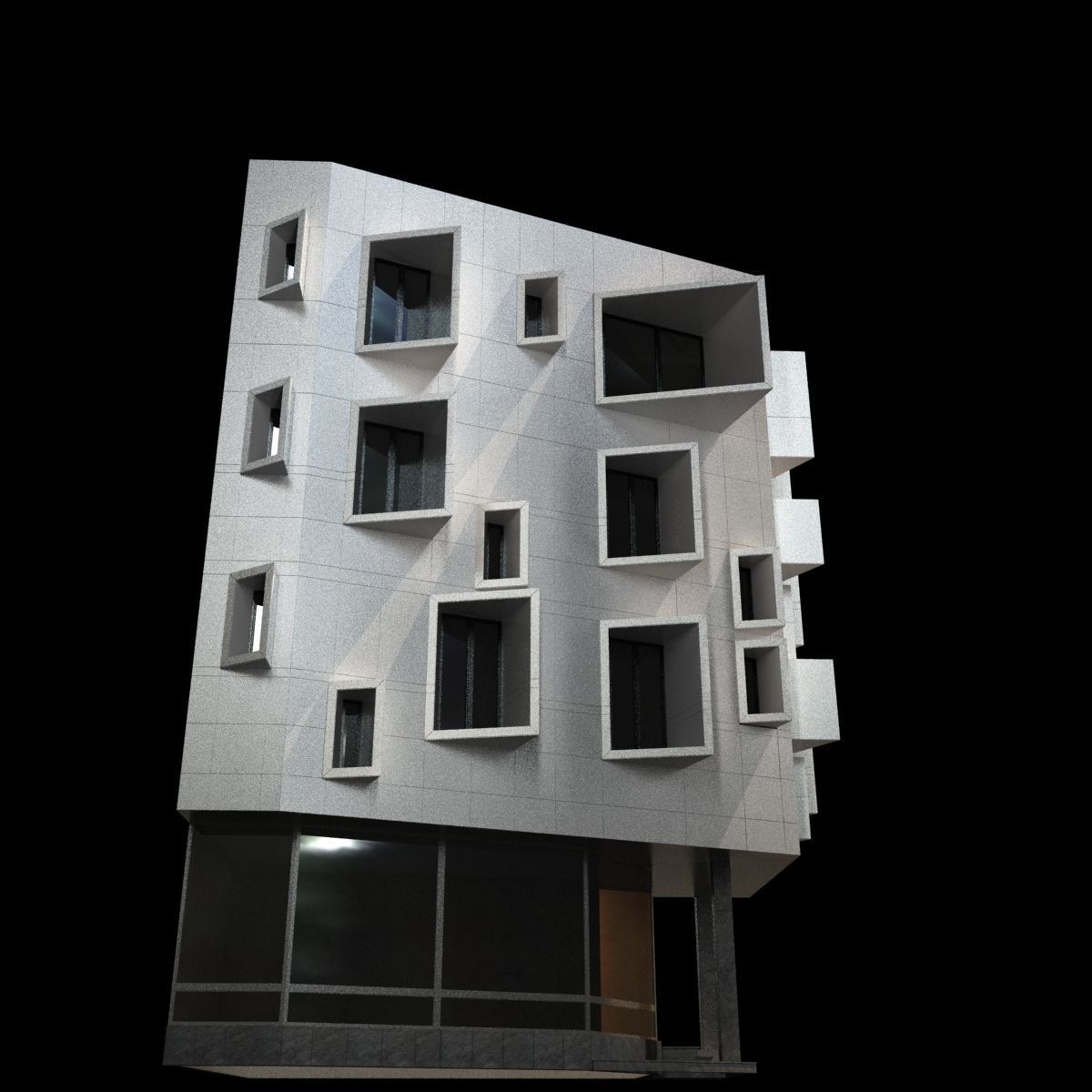 Modern Corner Building 3D model_4