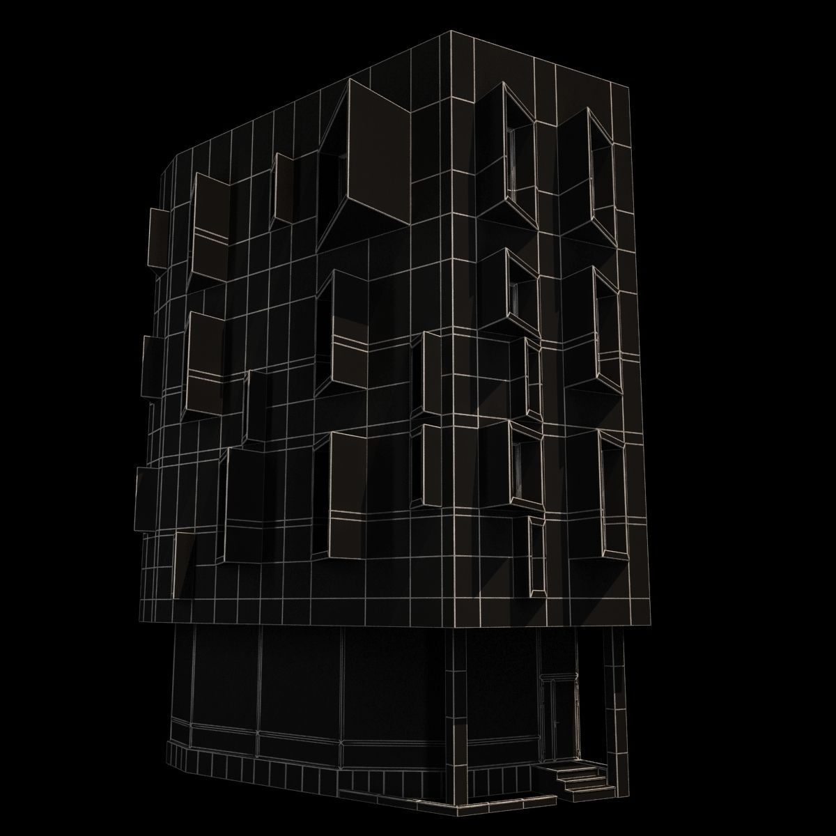 Modern Corner Building 3D model_6