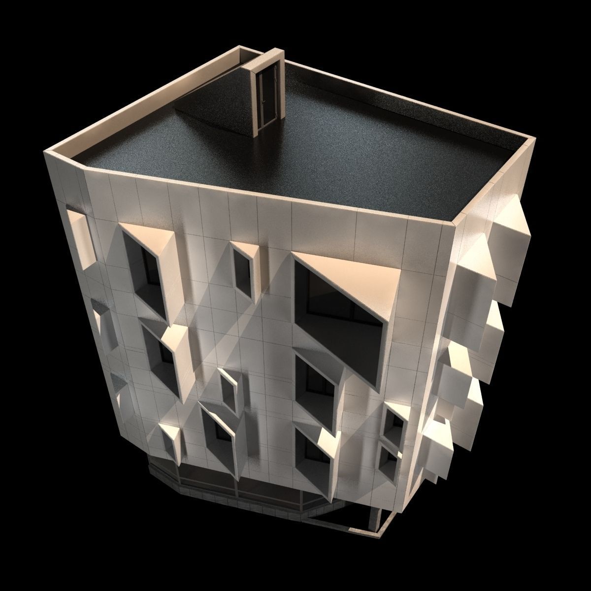 Modern Corner Building 3D model_5