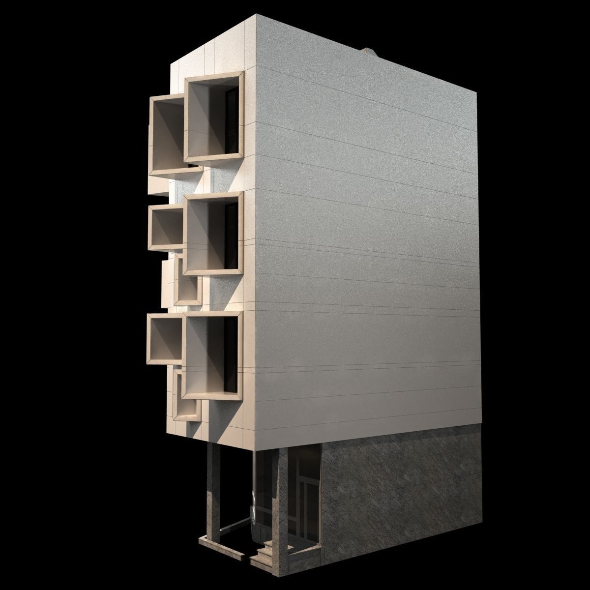 Modern Corner Building 3D model_2