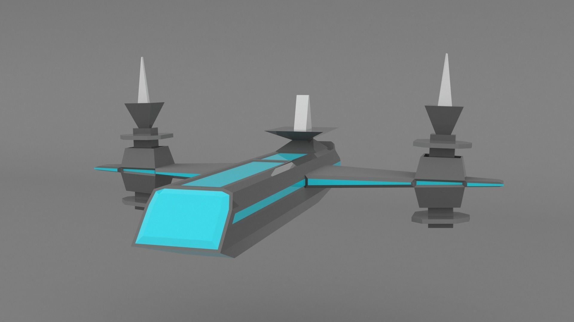 creative spaceship Low-poly 3D model_5