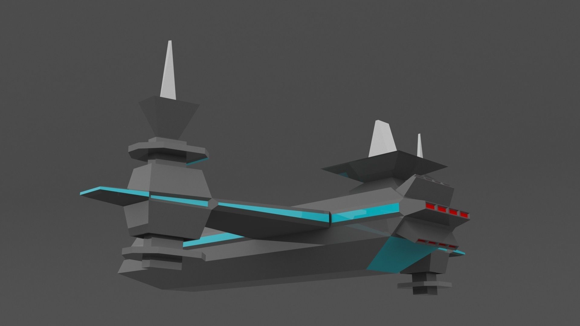 creative spaceship Low-poly 3D model_4
