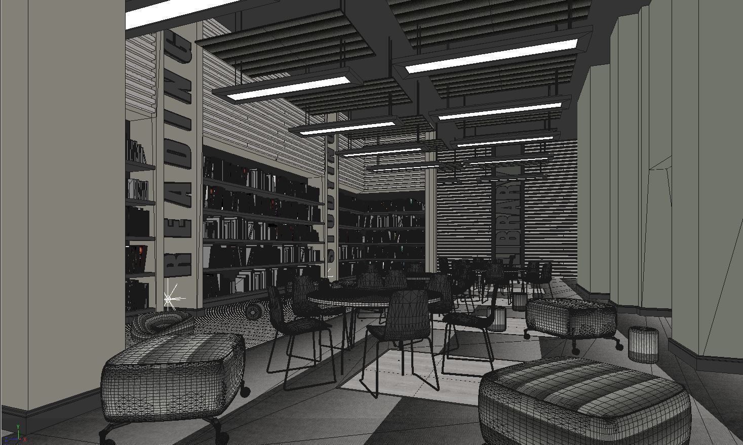 VRay - C4D Scene files - Library Interior 3d model 3D model_4