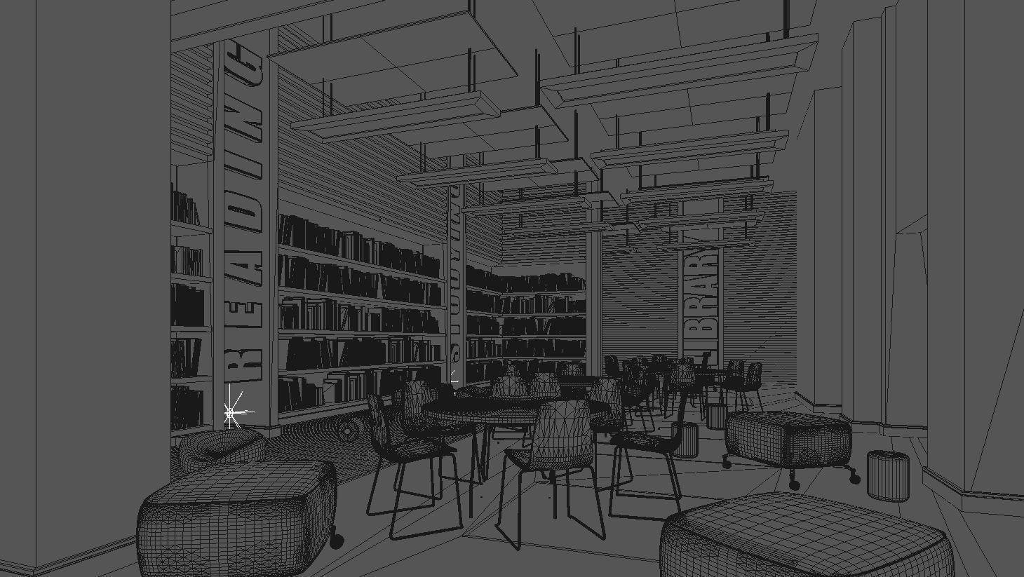 VRay - C4D Scene files - Library Interior 3d model 3D model_3