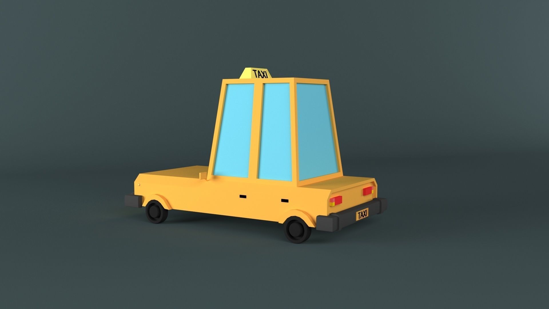 lowpoly taxi car Low-poly 3D model_3