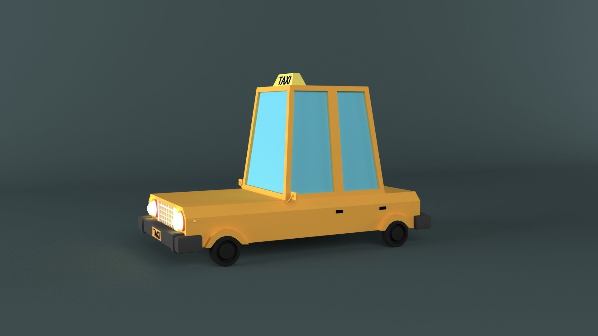 lowpoly taxi car Low-poly 3D model_2