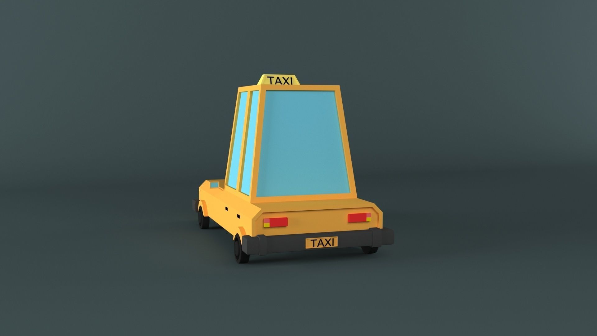 lowpoly taxi car Low-poly 3D model_4