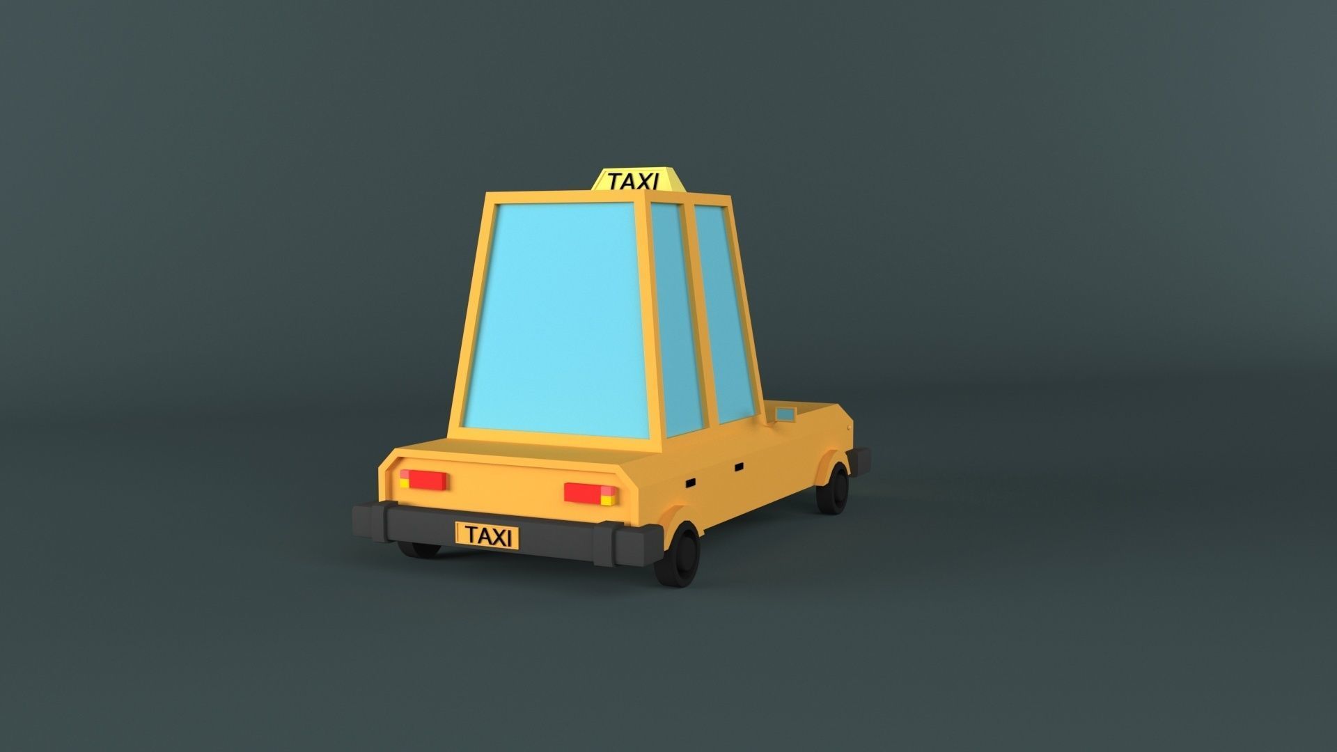 lowpoly taxi car Low-poly 3D model_5