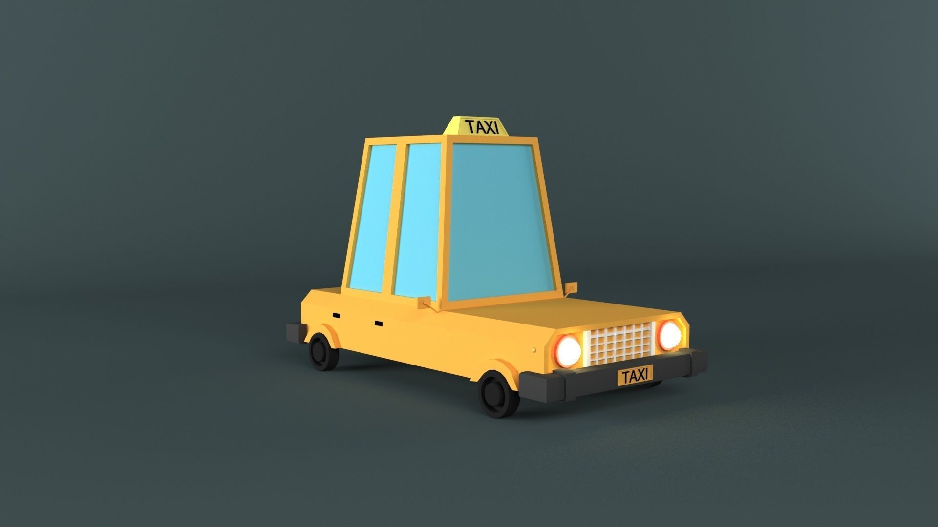 lowpoly taxi car Low-poly 3D model_6