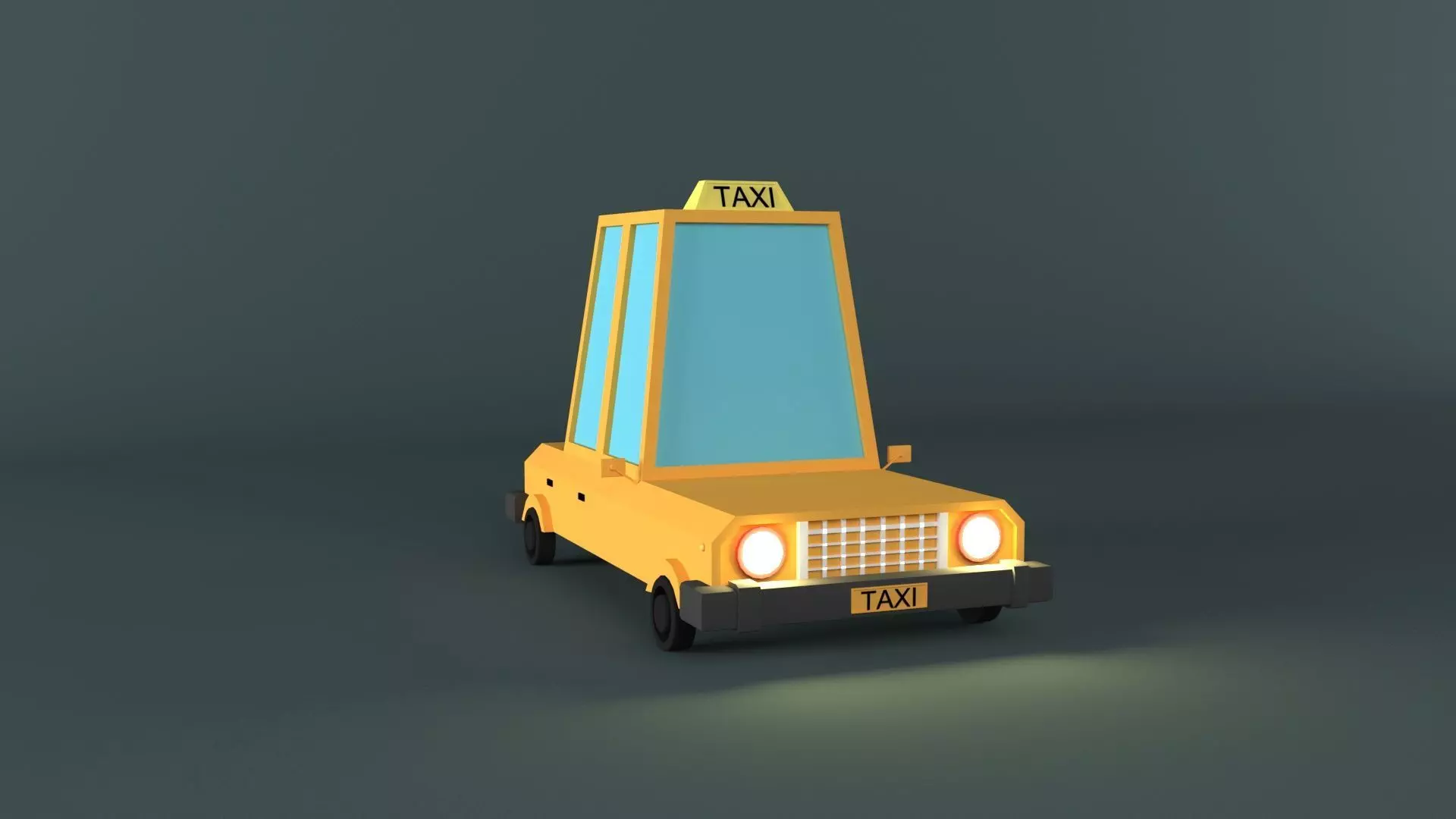 lowpoly taxi car Low-poly 3D model_0