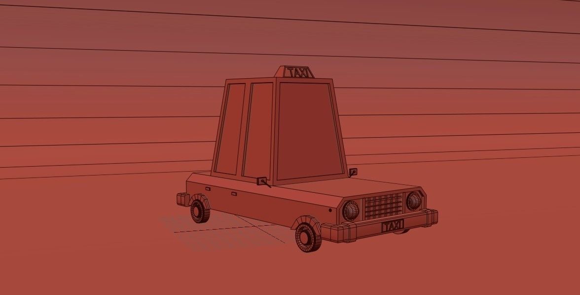 lowpoly taxi car Low-poly 3D model_7