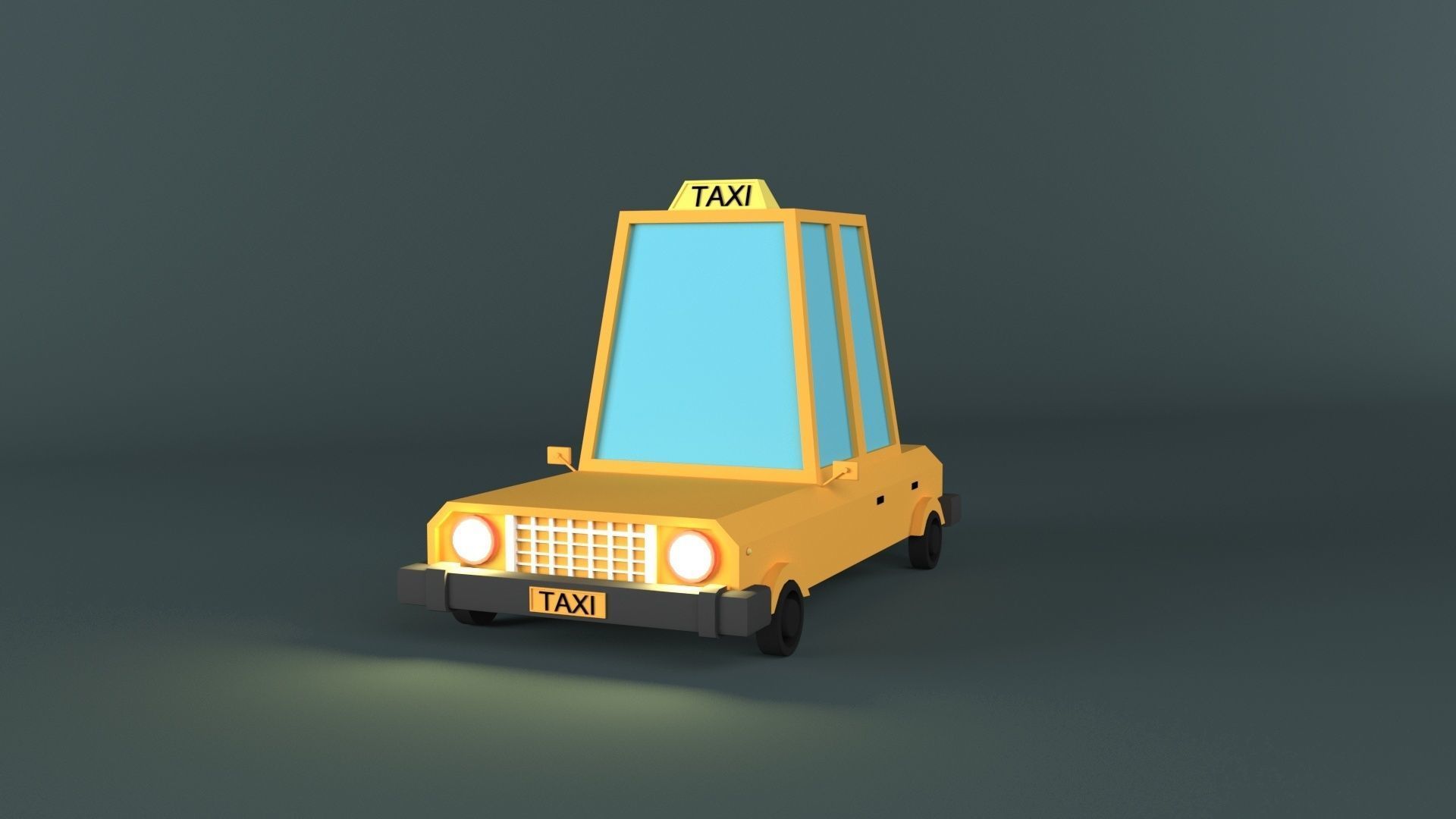 lowpoly taxi car Low-poly 3D model_1