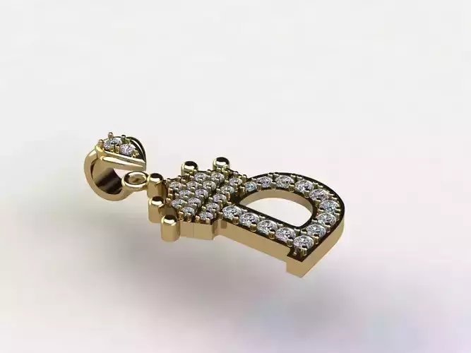 Alphabet Letter D with crown Pendant