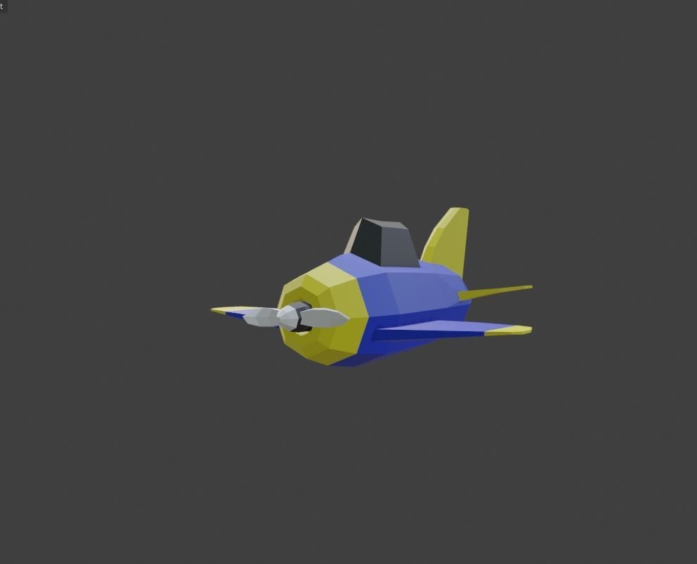 lowpoly plane airplane Low-poly 3D model_3