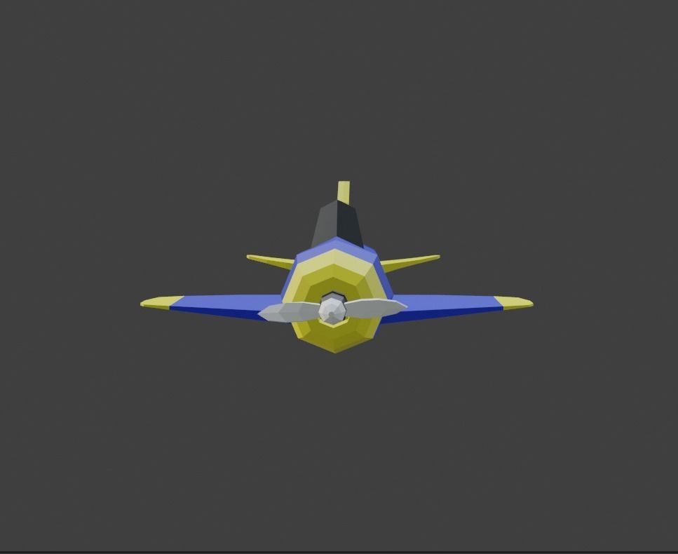 lowpoly plane airplane Low-poly 3D model_1