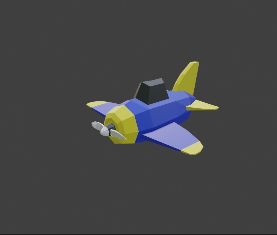 lowpoly plane airplane Low-poly 3D model_2