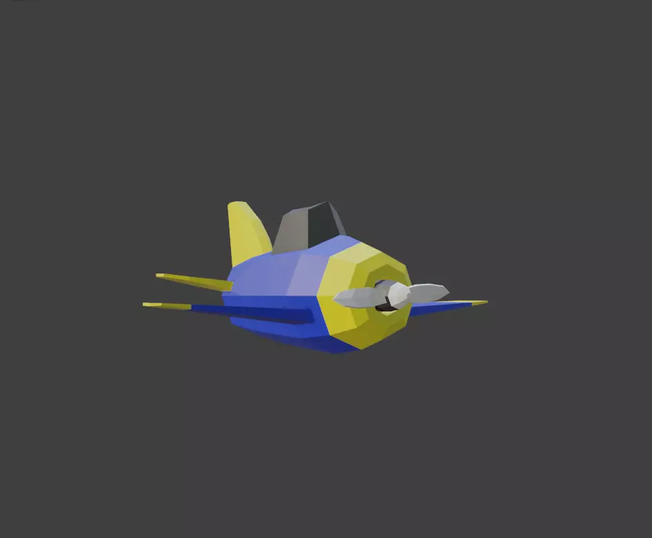 lowpoly plane airplane Low-poly 3D model_0