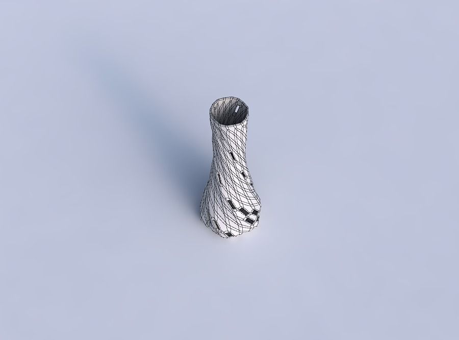 Vase twisted squeezed hexagon with checker grid lattice 3 3D print model_6