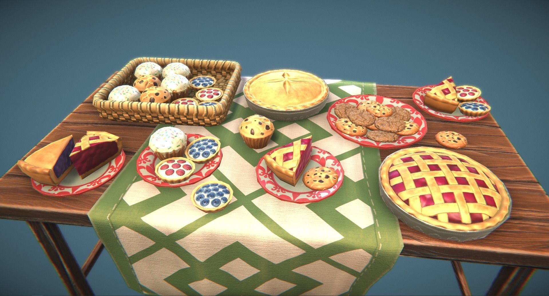 Stylized Bakery Pack Low-poly 3D model_2