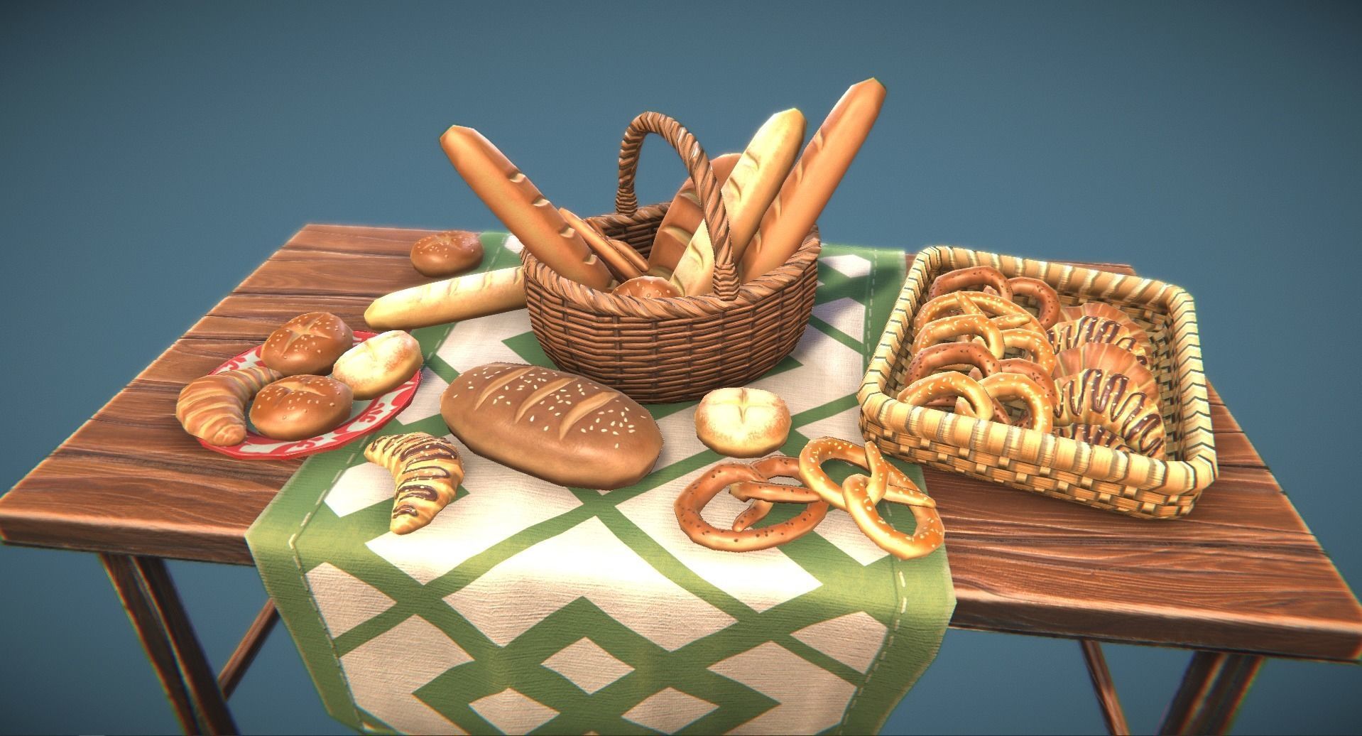 Stylized Bakery Pack Low-poly 3D model_3