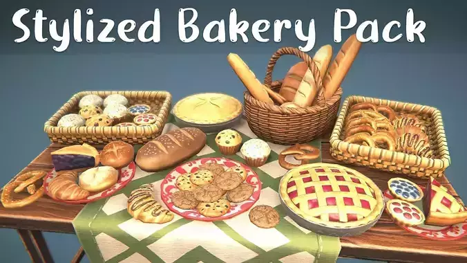 Stylized Bakery Pack Low-poly 3D model