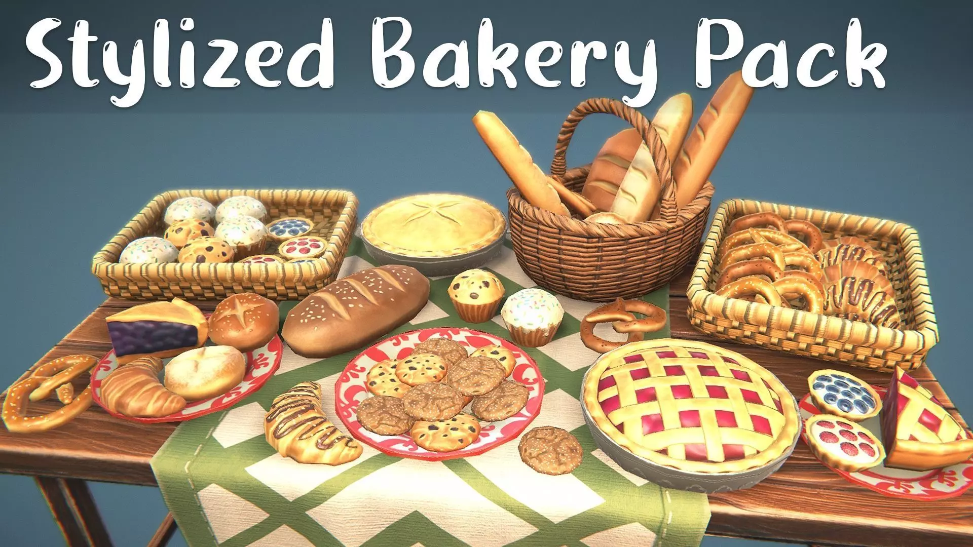 Stylized Bakery Pack Low-poly 3D model_0