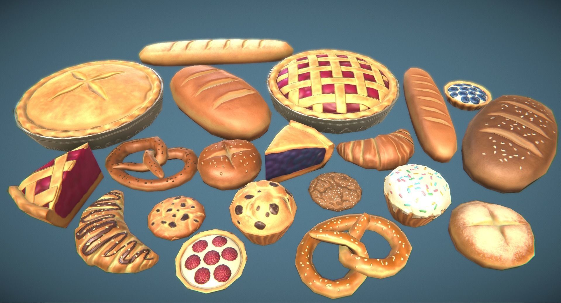 Stylized Bakery Pack Low-poly 3D model_5