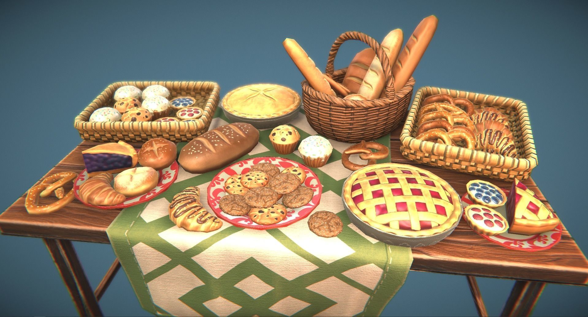 Stylized Bakery Pack Low-poly 3D model_4