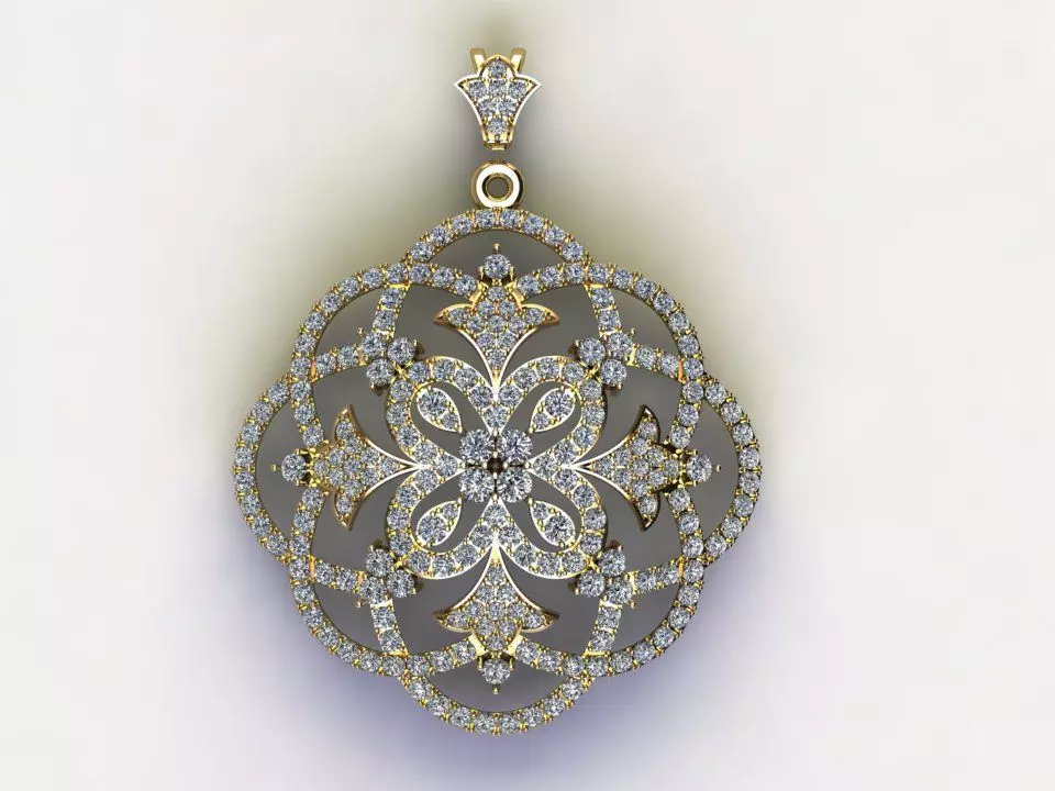 Solitaire Women pendent using gem with detail 3D model