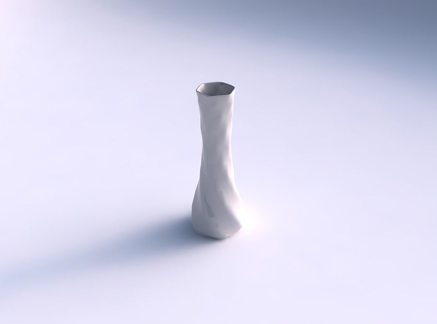 Vase twisted squeezed hexagon with curved horizontal sections 3D print model_0