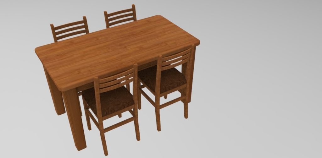 Table and chairs for games 3D model_4