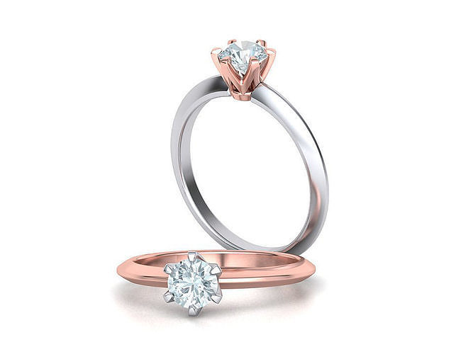 Solitaire 6claw Crown ring Half Carat stone  3D print model
